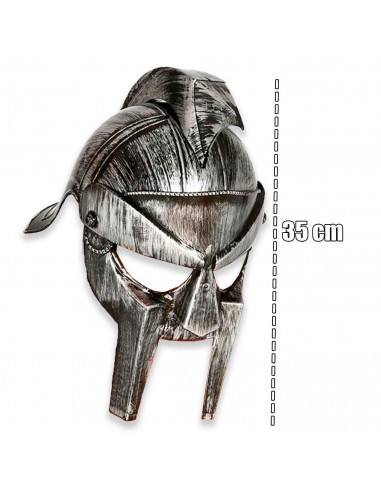 Tradineur - Casco gladiador romano, talla adulta, para Arde Lucus, halloween y celebraciones. Tamaño: 35 x 22 x 27,5 cm