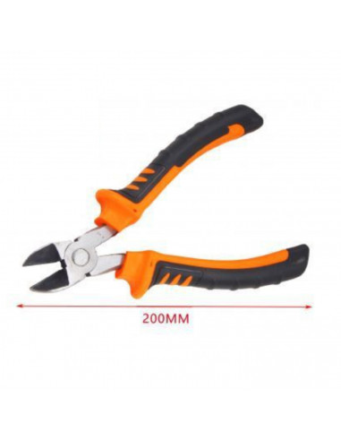 Tradineur - Alicates cortantes 20 cm, mango antideslizante, alicate de precisión, hierro y plástico, punta de 2,5 cm, tenaza, ma