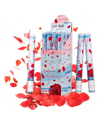 Tradineur - Tubo confeti de pétalos de rosas, 50 cm longitud, cañón lanzador, ideal para festividades y celebraciones