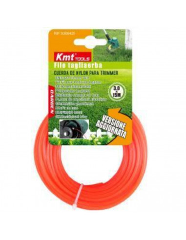 Cuerda de nylon trimmer para desbrozadadora 3 mm x 15 m, bobina de hilo de recambio, desbrozar, cortar césped, mantenimiento jar