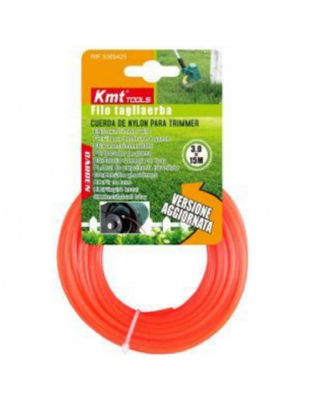 Cuerda de nylon trimmer para desbrozadadora 3 mm x 15 m, bobina de hilo de recambio, desbrozar, cortar césped, mantenimiento jar