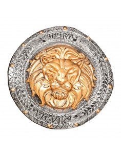 Tradineur - Escudo romano, grabado de león, complemento para Arde Lucus, halloween y celebraciones. 44 cm diámetro