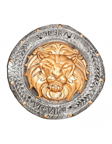 Tradineur - Escudo romano, grabado de león, complemento para Arde Lucus, halloween y celebraciones. 44 cm diámetro