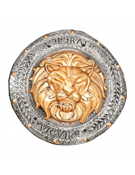 Tradineur - Escudo romano, grabado de león, complemento para Arde Lucus, halloween y celebraciones. 44 cm diámetro Tradineur - Escudo romano, grabado de león, complemento para Arde Lucus, halloween y celebraciones. 44 cm diámetro