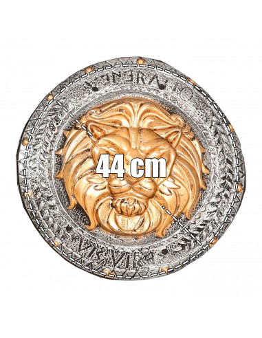 Tradineur - Escudo romano, grabado de león, complemento para Arde Lucus, halloween y celebraciones. 44 cm diámetro