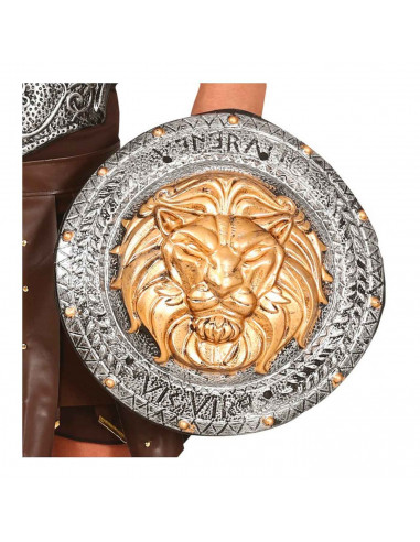 Tradineur - Escudo romano, grabado de león, complemento para Arde Lucus, halloween y celebraciones. 44 cm diámetro
