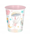 Tradineur - Papelera de plástico infantil decorada, cubo de basura cilíndrico para estudio, dormitorio de niños (Conejita, 25,5
