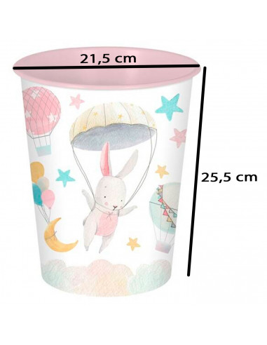 Tradineur - Papelera de plástico infantil decorada, cubo de basura cilíndrico para estudio, dormitorio de niños (Conejita, 25,5