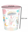 Tradineur - Papelera de plástico infantil decorada, cubo de basura cilíndrico para estudio, dormitorio de niños (Conejita, 25,5