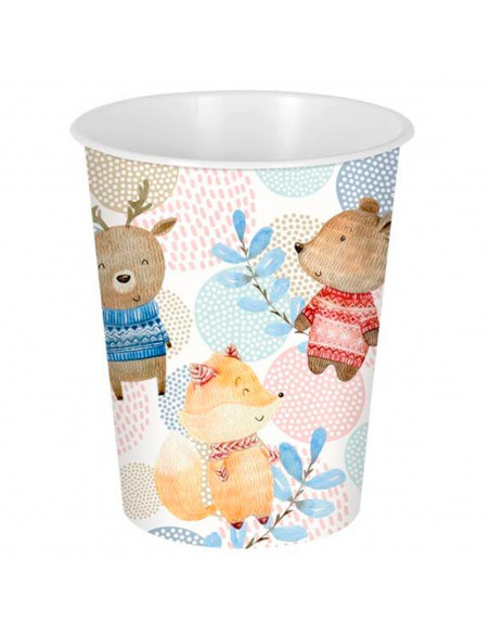 Tradineur - Papelera infantil de plástico decorada con animales, cubo de basura para estudio, dormitorio de niños (Bosque, 25,5