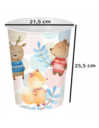 Tradineur - Papelera infantil de plástico decorada con animales, cubo de basura para estudio, dormitorio de niños (Bosque, 25,5