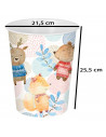 Tradineur - Papelera infantil de plástico decorada con animales, cubo de basura para estudio, dormitorio de niños (Bosque, 25,5