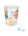 Tradineur - Papelera infantil de plástico decorada con animales, cubo de basura para estudio, dormitorio de niños (Bosque, 25,5