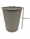 Tradineur - Papelera de plástico lisa, forma cilíndrica, cubo de basura para estudio, dormitorio, oficina, 25,5 x 21,5 cm, 6 lit