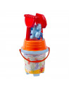 Tradineur - Cubo de playa con accesorios, impresión de caballitos de mar, Incluye: cubo, pala, rastrillo, etc. Ideal para jugar
