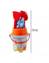 Tradineur - Cubo de playa con accesorios, impresión de caballitos de mar, Incluye: cubo, pala, rastrillo, etc. Ideal para jugar