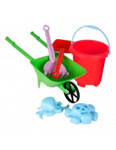 Tradineur - Carretilla de playa de plástico, juguete infantil para jugar en la arena, parque, jardín, regalo para niños, incluye