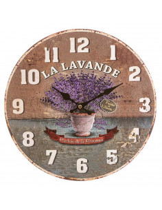 Tradineur - Reloj de pared redondo con números grandes, madera, diseño vintange, sala de estar, cocina, oficina, negocios (La La