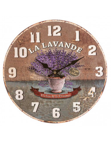 Tradineur - Reloj de pared redondo con números grandes, madera, diseño vintange, sala de estar, cocina, oficina, negocios (La La