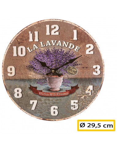 Tradineur - Reloj de pared redondo con números grandes, madera, diseño vintange, sala de estar, cocina, oficina, negocios (La La