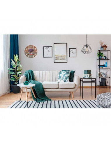 Tradineur - Reloj de pared redondo con números grandes, madera, diseño vintange, sala de estar, cocina, oficina, negocios (La La