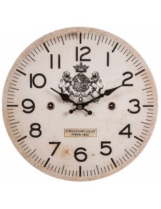 Tradineur - Reloj redondo de pared con números grandes, madera, diseño vintange, sala de estar, cocina, dormitorio, oficina (Roy