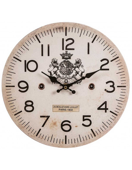 Tradineur - Reloj redondo de pared con números grandes, madera, diseño vintange, sala de estar, cocina, dormitorio, oficina (Roy