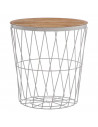 Tradineur - Mesa auxiliar nórdica, mesita de centro para café, té, estructura metálica, tapa de madera extraíble, salón, dormito