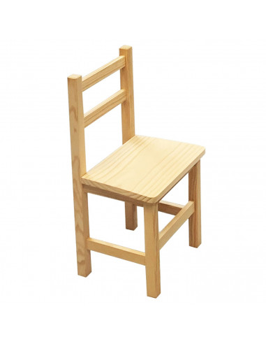 Tradineur - Silla infantil con respaldo recto, madera natural, altura del asiento 21,2 cm, silla para niños con reposapiés, 39,3