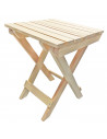 Tradineur - Taburete plegable de madera con reposapiés, mesita auxiliar sin tratar de jardín, balcón, terraza, camping, picnic,