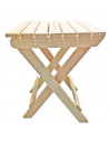 Tradineur - Taburete plegable de madera con reposapiés, mesita auxiliar sin tratar de jardín, balcón, terraza, camping, picnic,