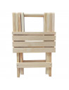 Tradineur - Taburete plegable de madera con reposapiés, mesita auxiliar sin tratar de jardín, balcón, terraza, camping, picnic,