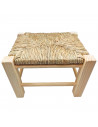 Tradineur - Taburete infantil de madera con asiento de rafia, banqueta para niños con reposapiés, hogar, colegio (Color natural,