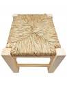 Tradineur - Taburete infantil de madera con asiento de rafia, banqueta para niños con reposapiés, hogar, colegio (Color natural,