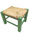 Tradineur - Taburete de madera infantil con asiento de rafia, banqueta para niños con reposapiés, hogar, colegio, 20 x 28 x 23,2