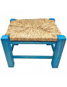 Tradineur - Taburete de madera infantil con asiento de rafia, banqueta para niños con reposapiés, hogar, colegio, 20 x 28 x 23,2