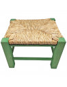 Tradineur - Taburete de madera infantil con asiento de rafia, banqueta para niños con reposapiés, hogar, colegio, 20 x 28 x 23,2