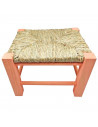 Tradineur - Taburete de madera infantil con asiento de rafia, banqueta para niños con reposapiés, hogar, colegio, 20 x 28 x 23,2