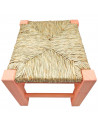 Tradineur - Taburete de madera infantil con asiento de rafia, banqueta para niños con reposapiés, hogar, colegio, 20 x 28 x 23,2