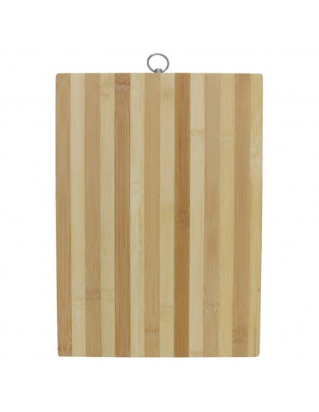 Tradineur - Tabla de cortar de bambú rayada con aro para colgar, utensilio de cocina para trocear carne, pescado, verduras, 26 x