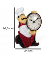 Tradineur - Reloj de mesa cocinero de plástico, funciona con pila, decoración de cocina, restaurante, cafetería, 30,5 x 24 x 4,5