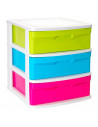 Tradineur - Cajonera de ordenación Sena con 3 cajones multicolor, torre de almacenaje multiusos para guardar juguetes, hogar (Bl