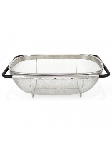 Quttin - Escurridor de acero inoxidable para fregadero, incluye asas extensibles y malla fina, colador para verduras, pasta, 33,