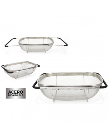 Quttin - Escurridor de acero inoxidable para fregadero, incluye asas extensibles y malla fina, colador para verduras, pasta, 33,
