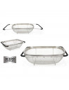Quttin - Escurridor de acero inoxidable para fregadero, incluye asas extensibles y malla fina, colador para verduras, pasta, 33,