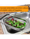 Quttin - Escurridor de acero inoxidable para fregadero, incluye asas extensibles y malla fina, colador para verduras, pasta, 33,