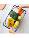 Quttin - Escurridor de acero inoxidable para fregadero, incluye asas extensibles y malla fina, colador para verduras, pasta, 33,