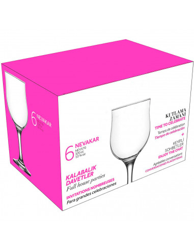 Tradineur - Set de 6 copas de cristal, modelo Nevakar, para cócteles, vino, bebidas, resistentes, aptas para lavavajillas, celeb