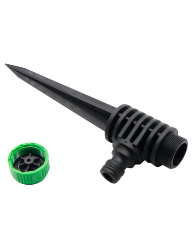 Tradineur - Aspersor de riego fijo de largo alcance para jardín - Fabricado en plástico - Punta de 12 cm - Rociador para clavar