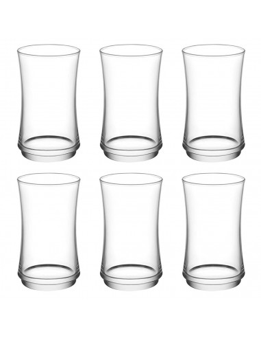 Tradineur - Set de 6 vasos de cristal, modelo Lune, base gruesa, servir cócteles, refrescos, resistentes, aptos para lavavajilla